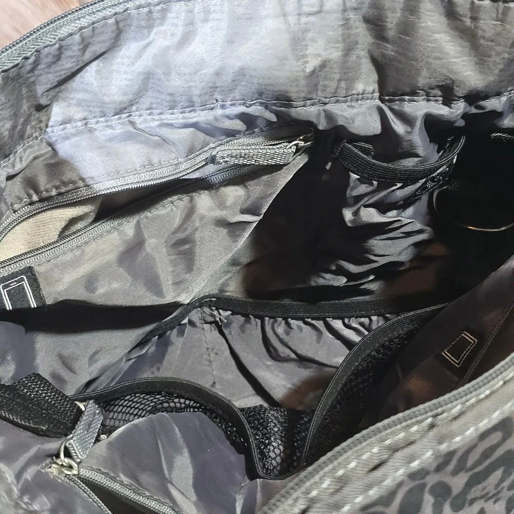 iPackbaby‎ Leopard Print Diaper Bag Messenger Crossbody Travel Tote Black Gray
